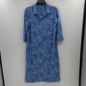 Vineyard Vines Women's Performance Sankaty Margo Shirt Dress - Blue Palm - M